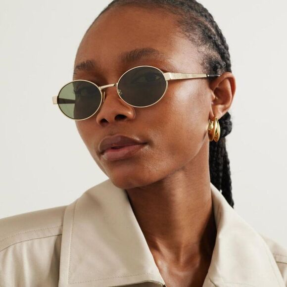 🕶️ New Saint Laurent SL692 003 Sunglasses -Gold Frame, Green Lenses - Picture 1 of 12